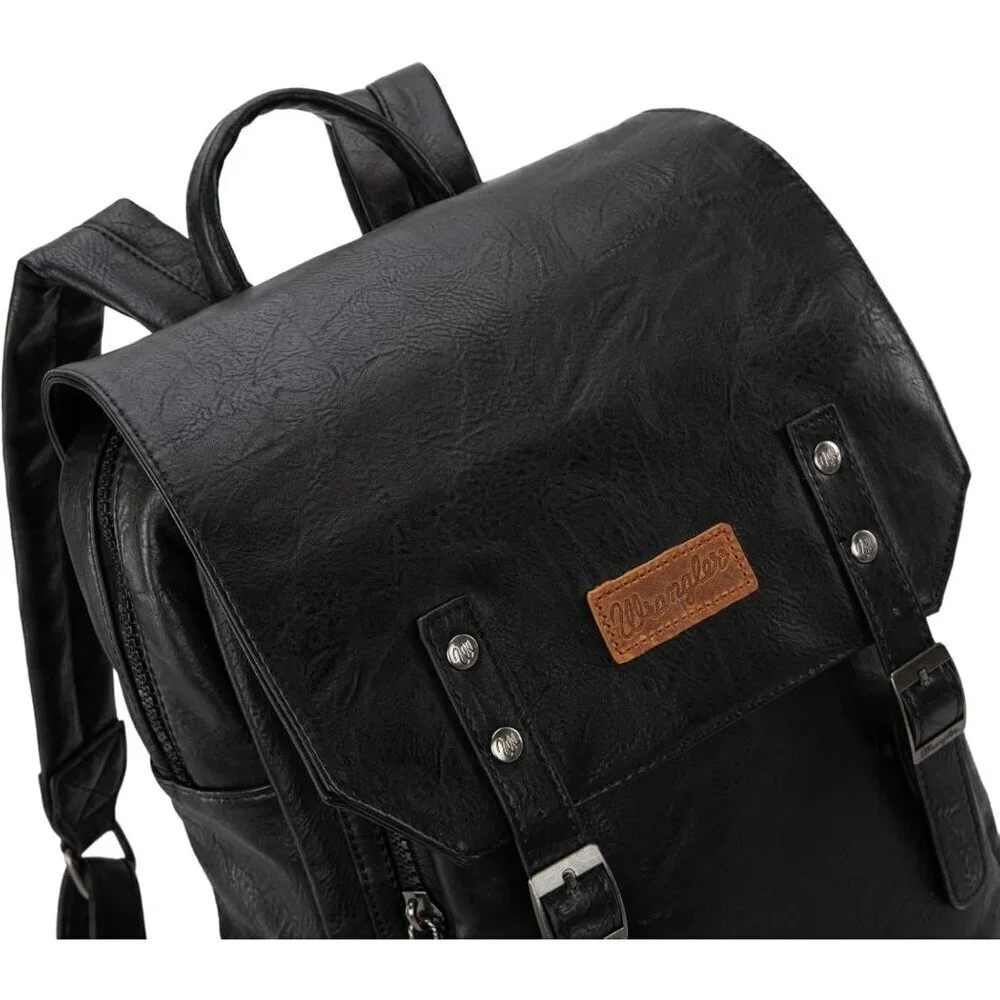 ✨Men Black Montana West Wrangler Leather Purse Laptop Backpack Fashion Backpack